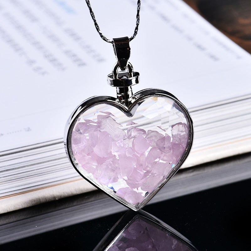 Natural Crystal Heart Necklace