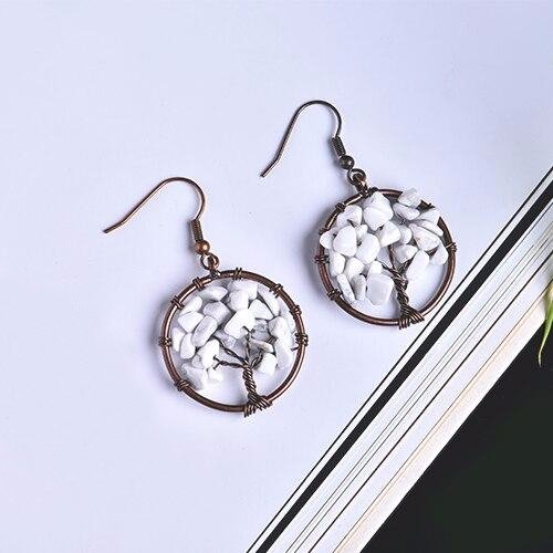 Natural Crystal Tree Earrings