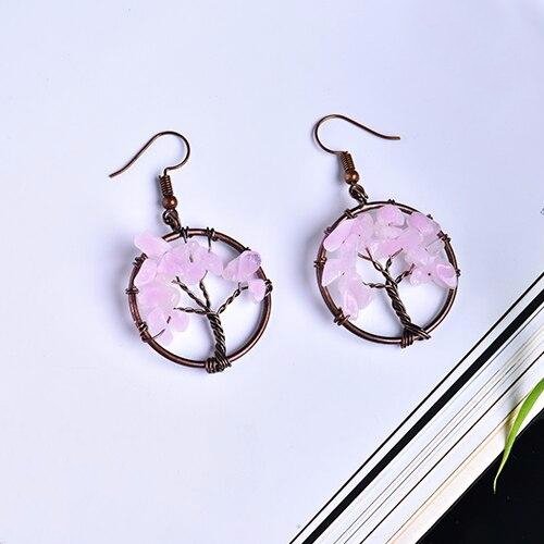 Natural Crystal Tree Earrings