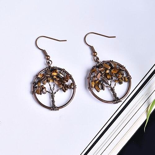 Natural Crystal Tree Earrings