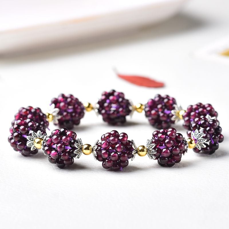 Natural Garnet Stone Blackberry Bracelet