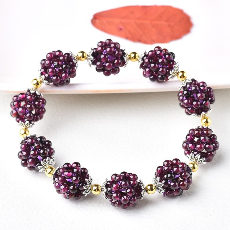 Natural Garnet Stone Blackberry Bracelet