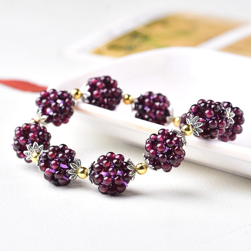 Natural Garnet Stone Blackberry Bracelet