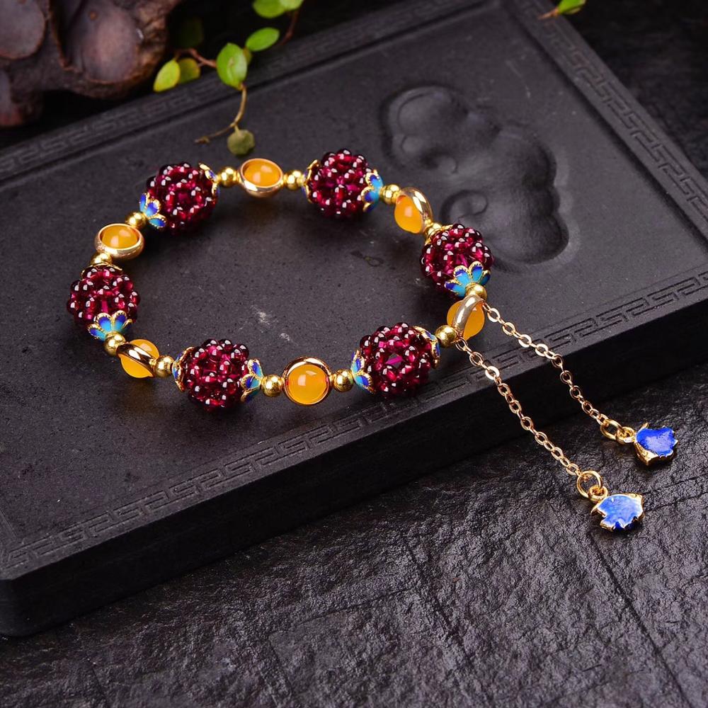 Natural Garnet Stone Pomegranate Bracelet