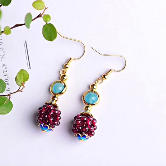 Natural Garnet Stone Pomegranate Earrings