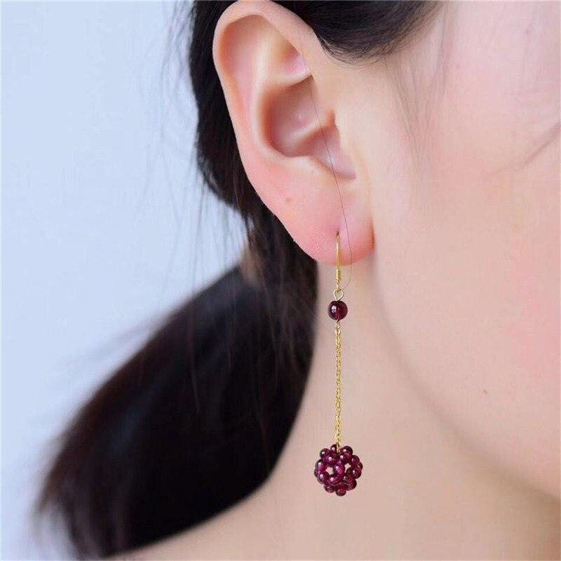 Boucles d'Oreilles Framboise Pierre Naturelle Grenat