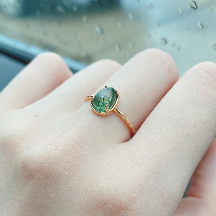 Natural Green Agate Stone Ring