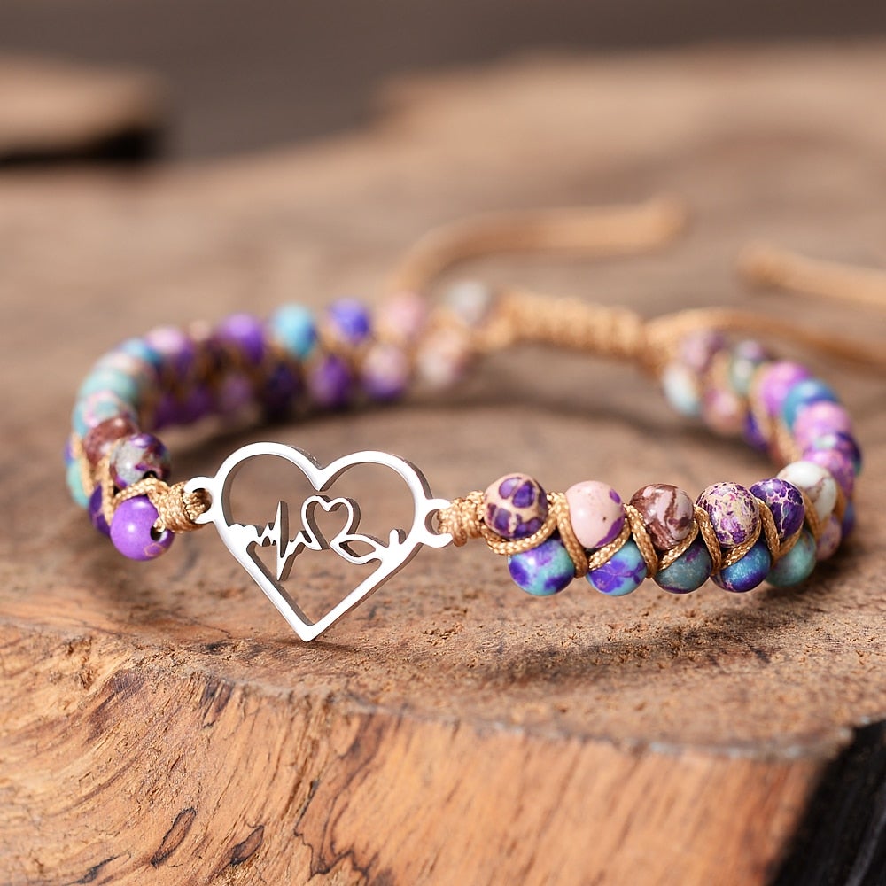 Natural Stone Heartbeat Bracelet