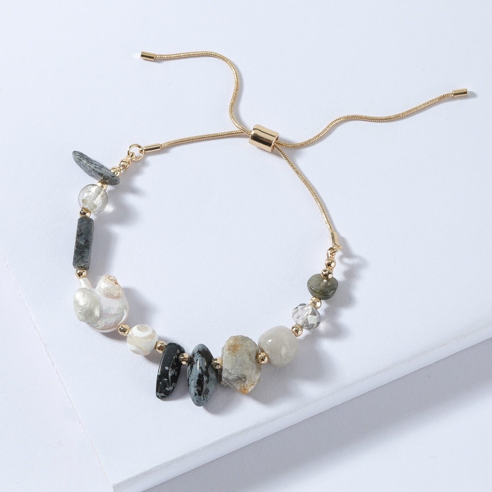 Natural Stone & Pearl Bracelet