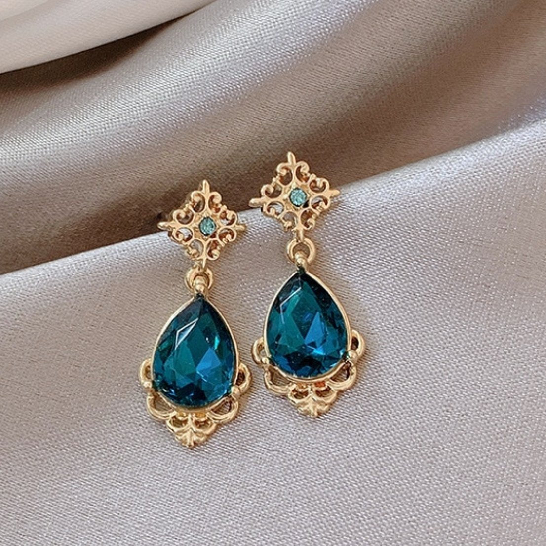 Boucles d'oreilles bleu océan