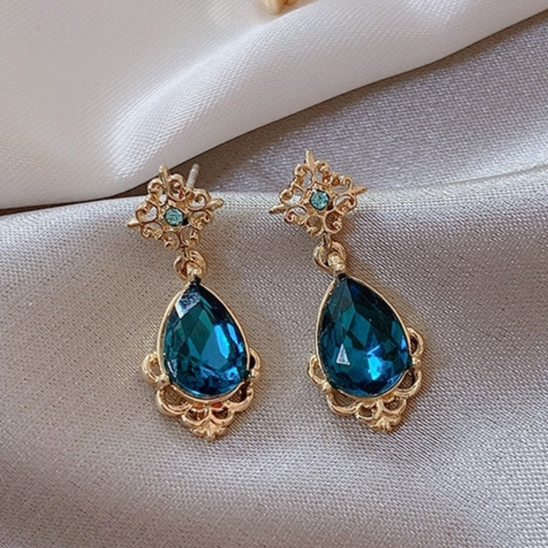 Boucles d'oreilles bleu océan