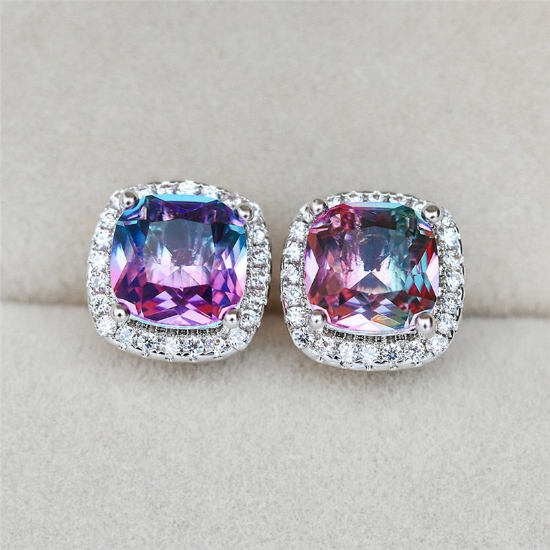 Ombre Rainbow Stud Earrings