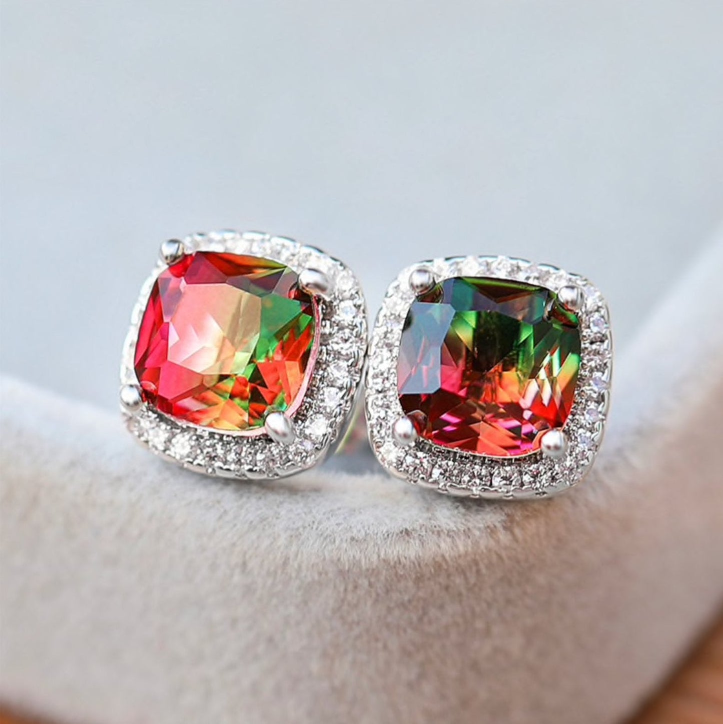 Ombre Rainbow Stud Earrings