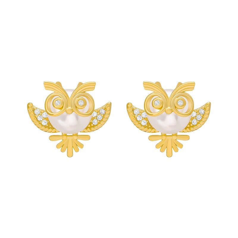 Hibou Perle Boucles D'oreilles