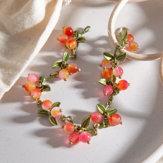 Peachy Pink Fruit Charm Bracelet