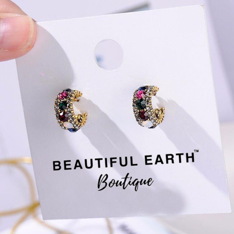 Boucles d'oreilles créoles perle et strass