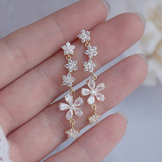 Petal Drop Crystal Earrings