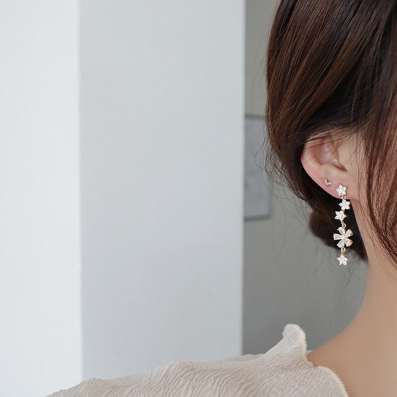 Petal Drop Crystal Earrings