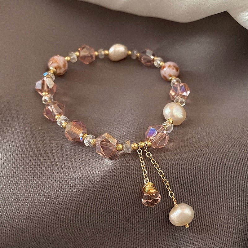 Pink Crystal & Pearl Bracelet