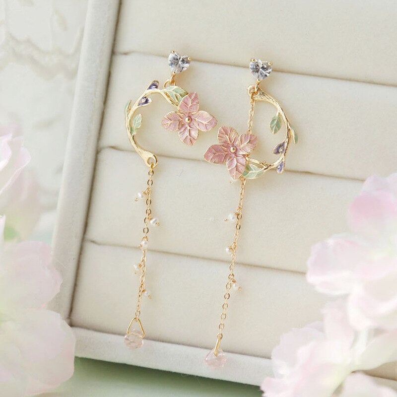 Boucles d'Oreilles Fleur Rose