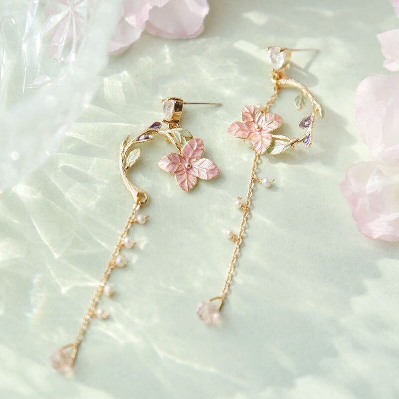 Boucles d'Oreilles Fleur Rose