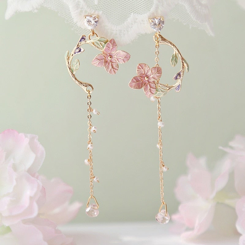 Boucles d'Oreilles Fleur Rose