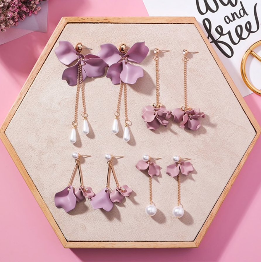 Boucles d'Oreilles Pétale de Fleur Rose