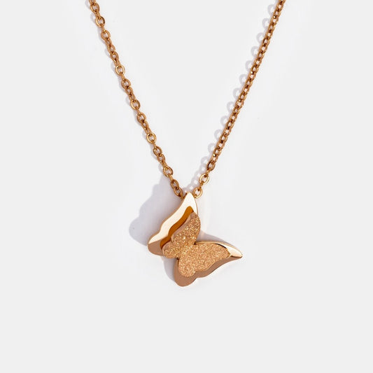 Primrose Butterfly Rose Gold Necklace