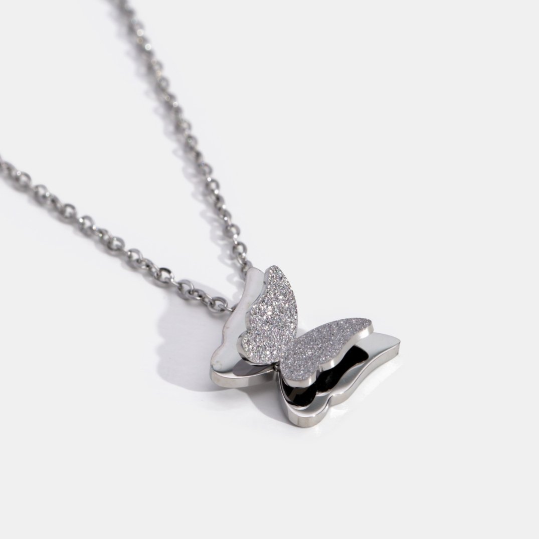 Primrose Butterfly Silver Necklace