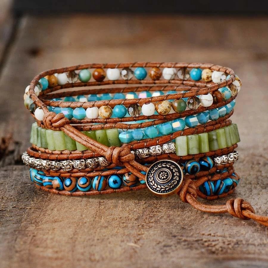 Protection Turquoise Stone Wrap Bracelet