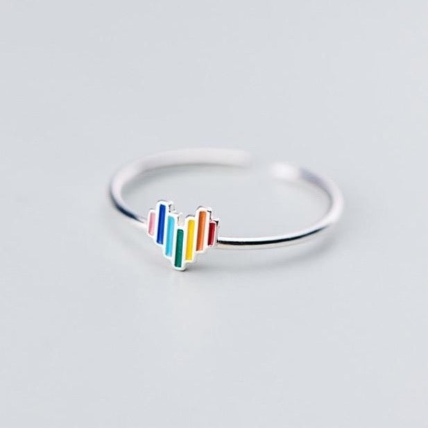 Bague en argent sterling 925 arc-en-ciel