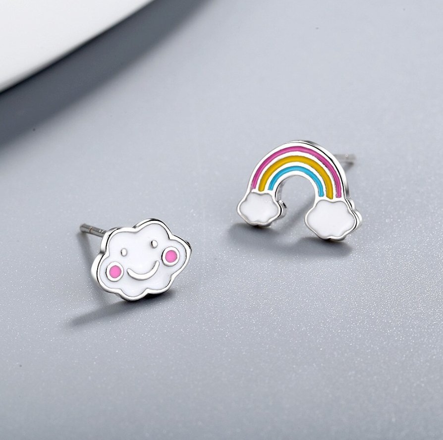 Boucles d'oreilles arc-en-ciel et nuage