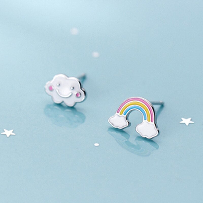 Boucles d'oreilles arc-en-ciel et nuage