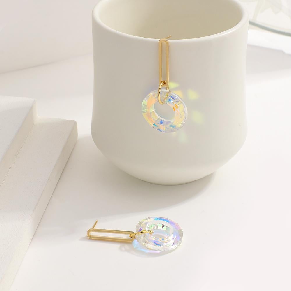 Boucles d'oreilles Zoé en cristal arc-en-ciel