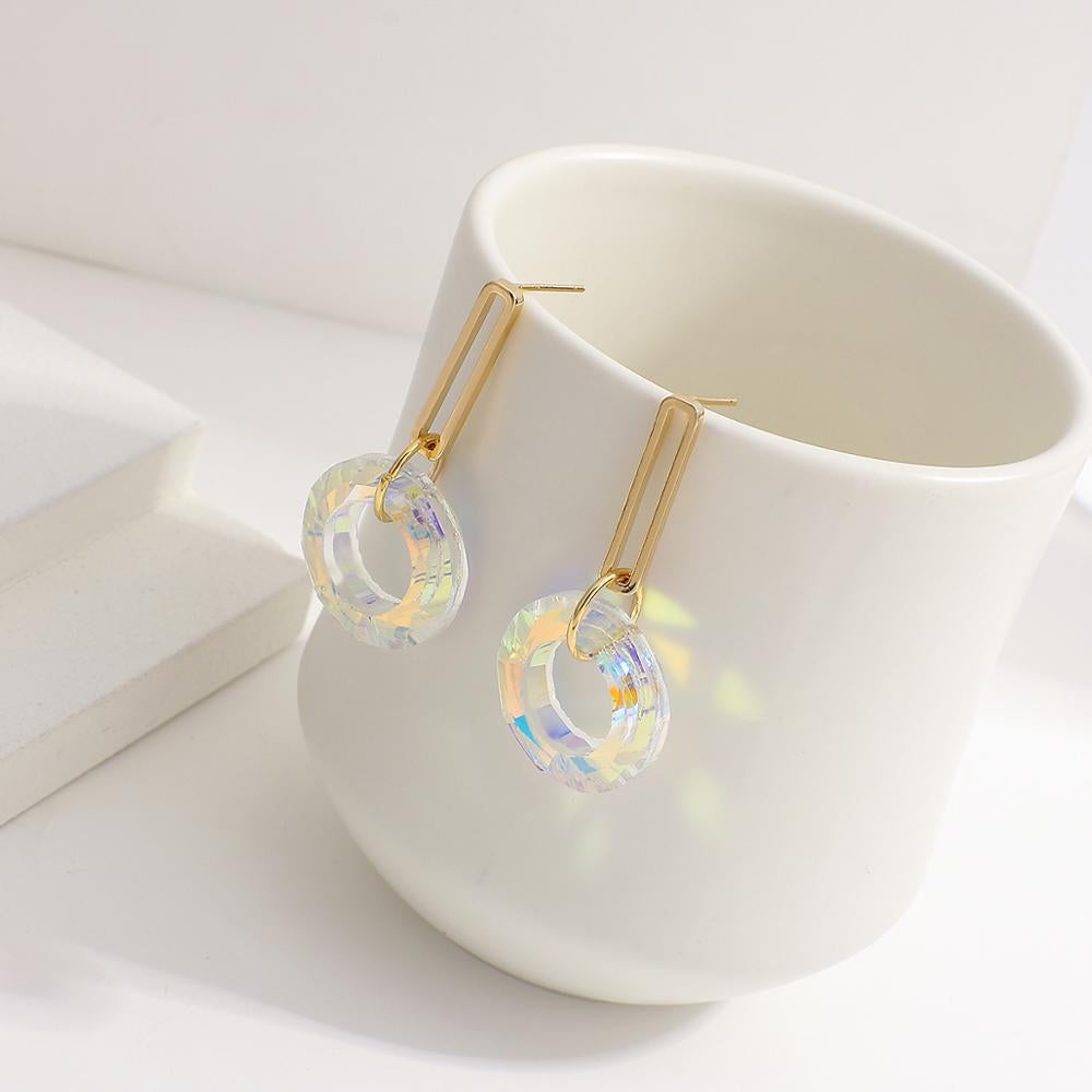 Boucles d'oreilles Zoé en cristal arc-en-ciel