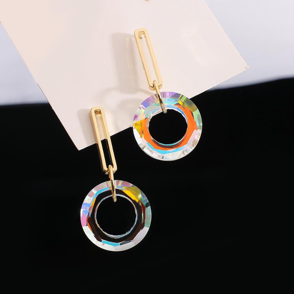 Boucles d'oreilles Zoé en cristal arc-en-ciel