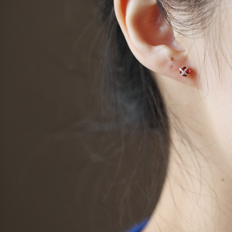 Red Crystal Crown Earrings