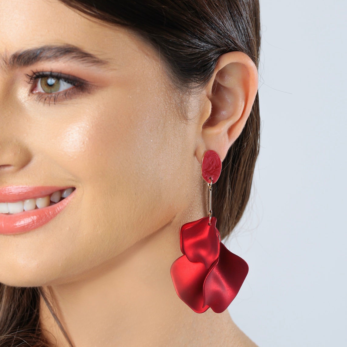 Red Flower Petal Earrings