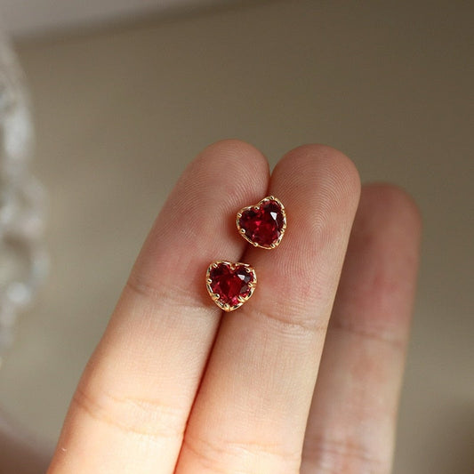 Red Heart Stud Earrings