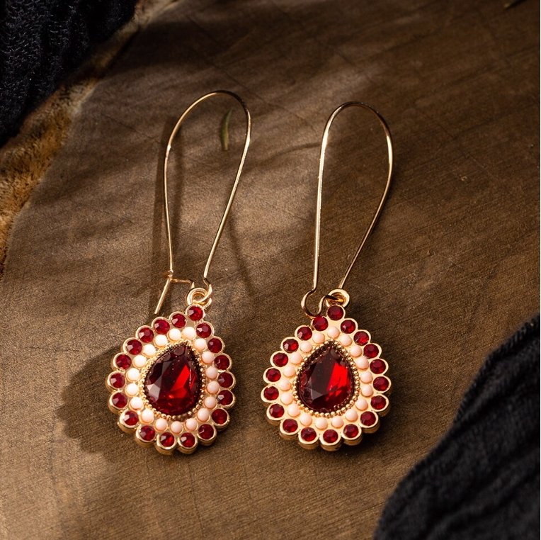 Red Pendant Boho Earrings