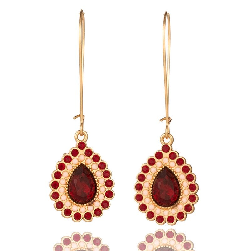 Red Pendant Boho Earrings