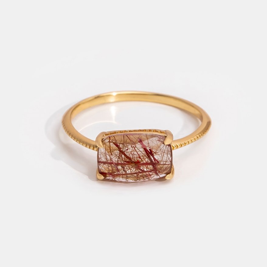 Red Quartz Crystal Ring