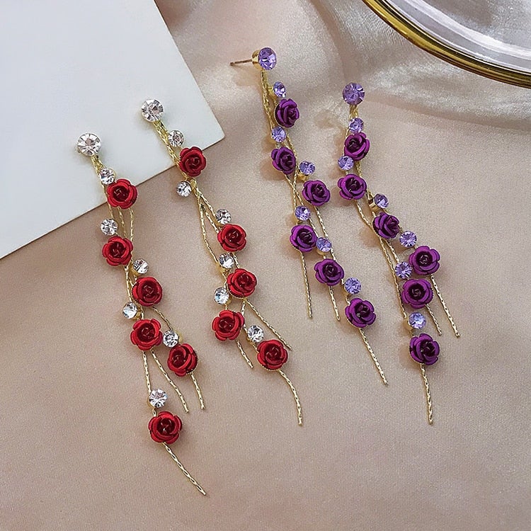 Rose Flower Drop Earrings