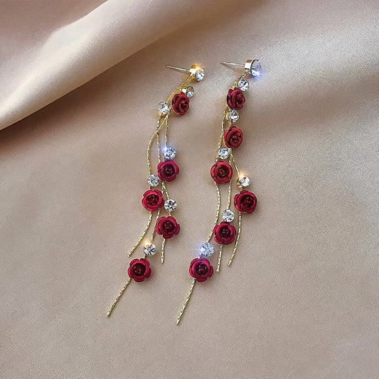 Rose Flower Drop Earrings