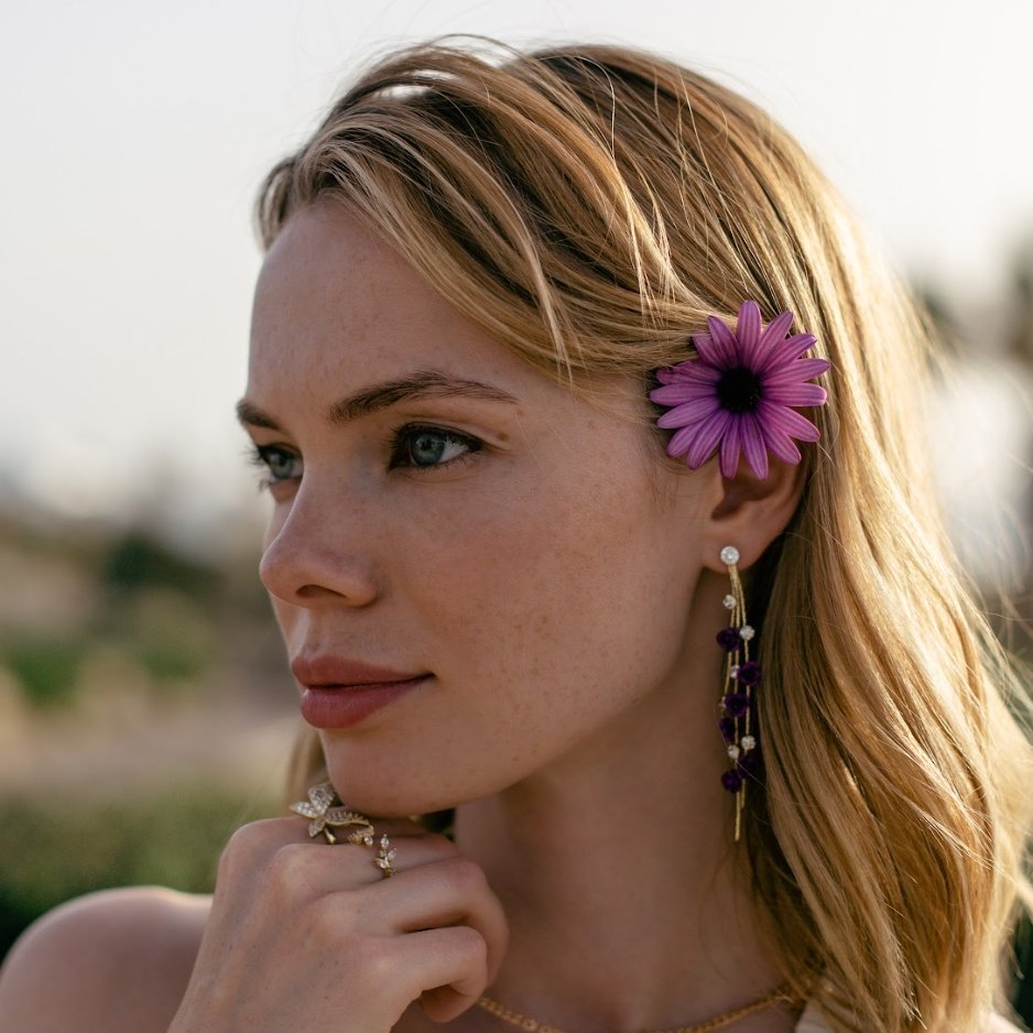 Boucles d'Oreilles Fleur Rose