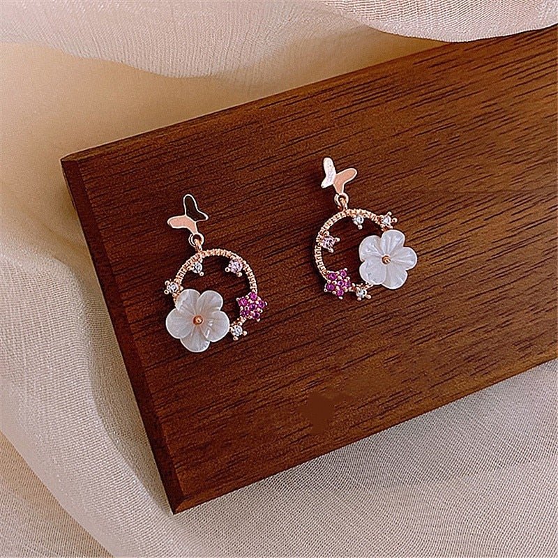 Rose Gold Butterfly Garden Earrings