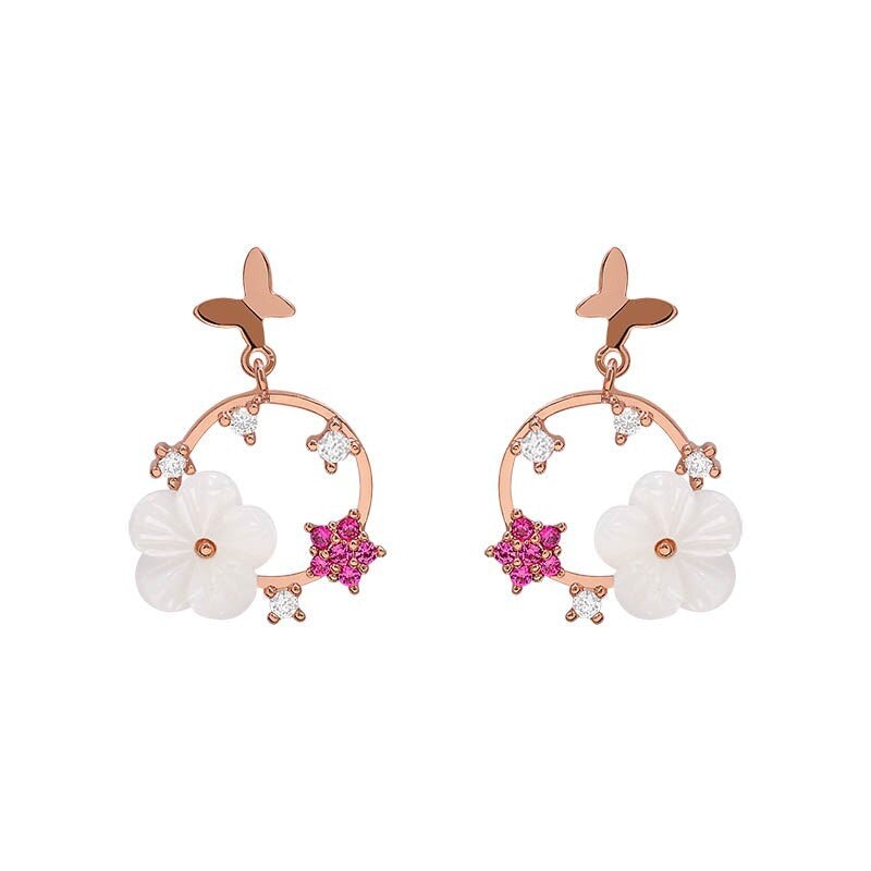 Boucles d'Oreilles Papillon Jardin Or Rose