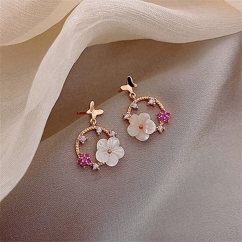 Boucles d'Oreilles Papillon Jardin Or Rose