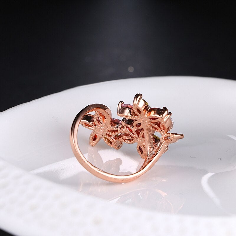 Bague fleur en or rose