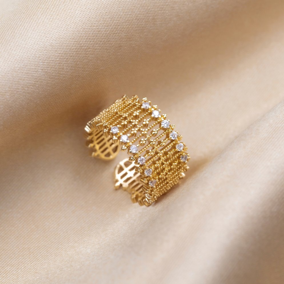 Bague Sabrina Gold Crystal Mesh